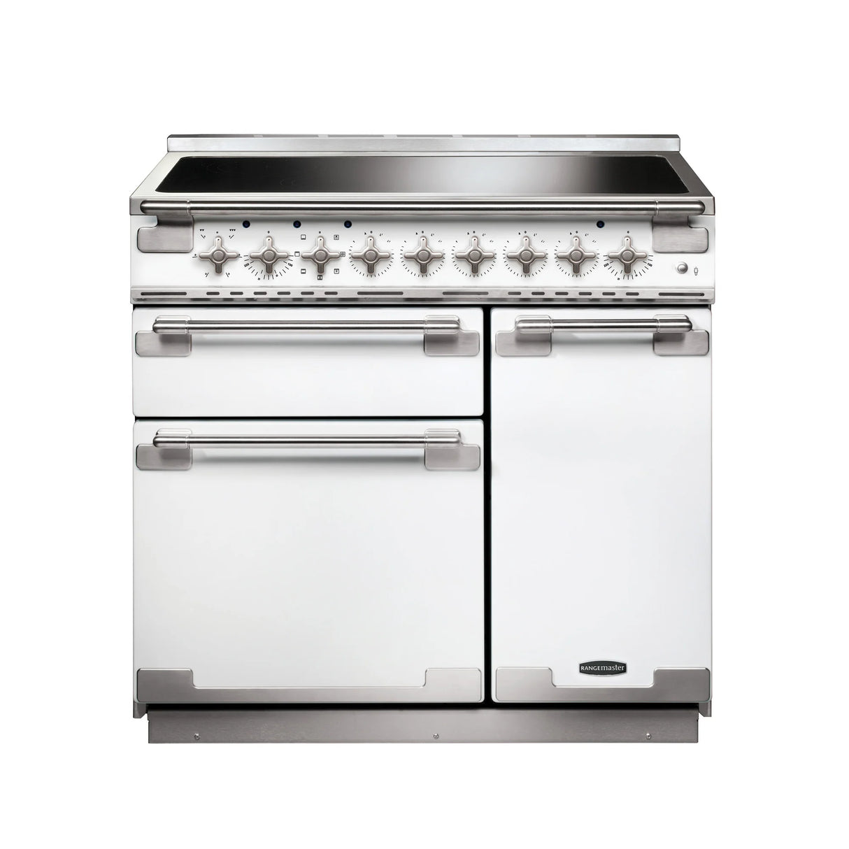 Rangemaster Elise 90cm Induction Range Cooker - White & Brushed Nickel | ELS90EIWH/