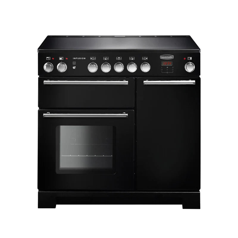 Rangemaster Infusion 90cm Induction Range Cooker - Black & Chrome | INF90EIBL/