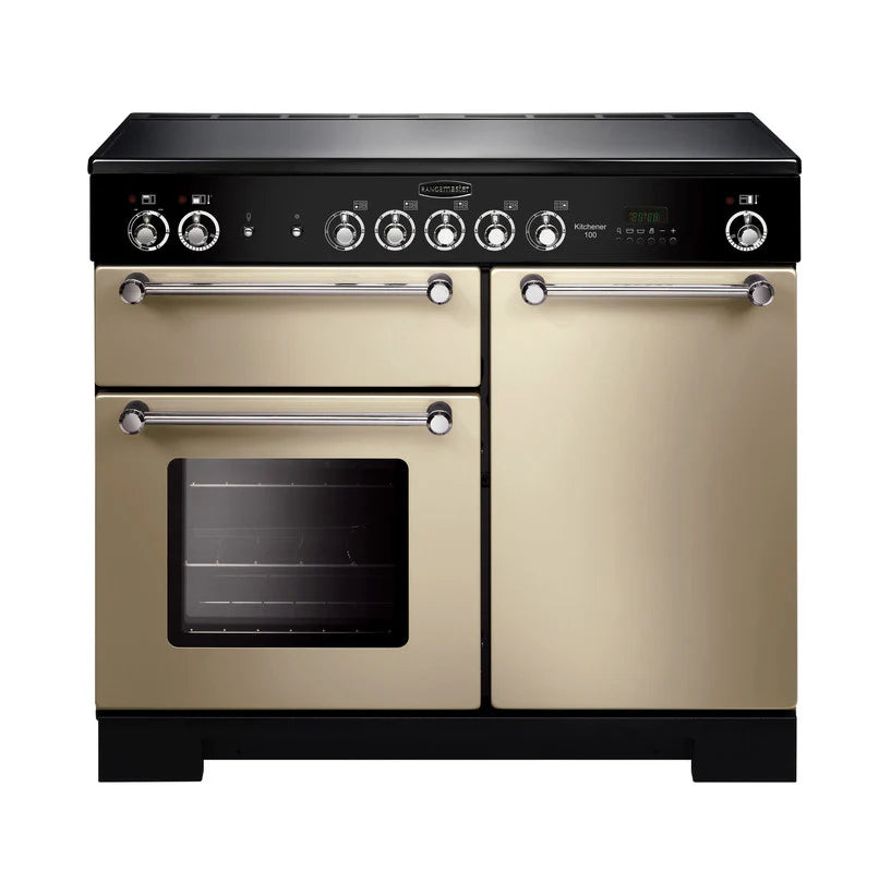 Rangemaster Kitchener 100cm Ceramic Range Cooker - Cream & Chrome | KCH100ECCR/C