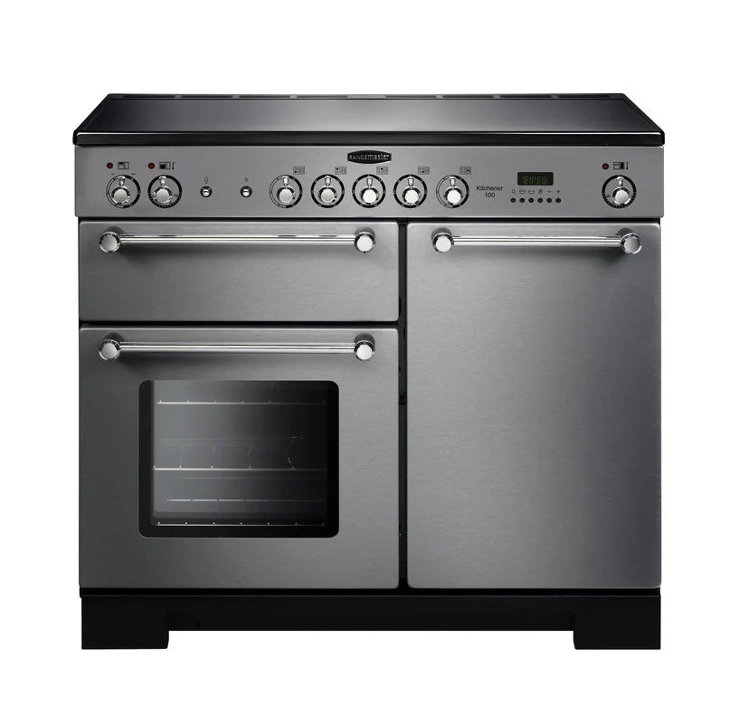 Rangemaster Kitchener 100cm Ceramic Range Cooker - Stainless Steel & Chrome | KCH100ECSS/C