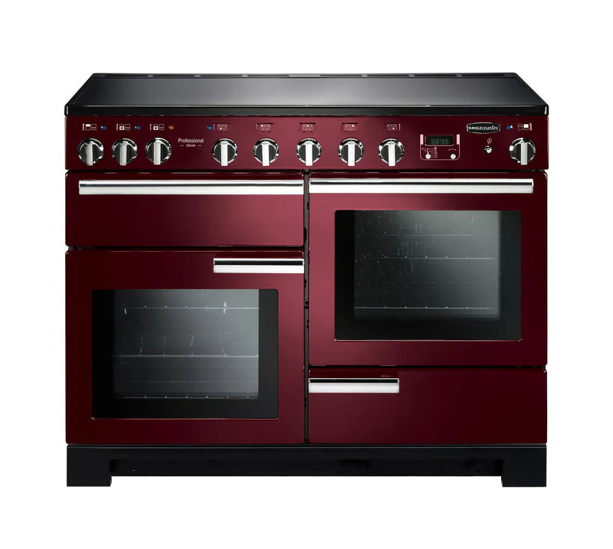 Rangemaster Professional Deluxe 110cm Induction Range Cooker - Cranberry & Chrome | PDL110EICY/C
