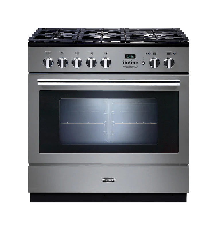 Rangemaster Professional+ FXP 90cm Dual Fuel Range Cooker - Stainless Steel & Chrome | PROP90FXPDFFSS/C