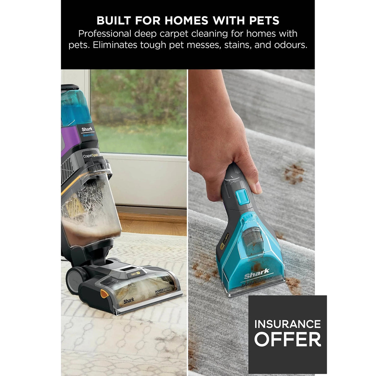 Shark CarpetXpert HairPro Pet Deep Carpet Cleaner with Built-In StainStriker EX300UK