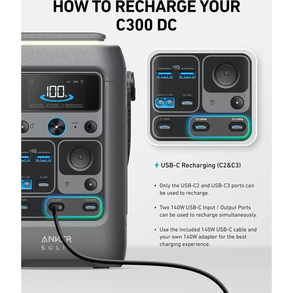 Anker Solix C300 Portable Battery Power Station 288W | A1728011