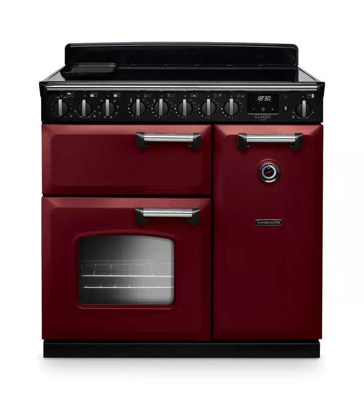 Rangemaster Classic Deluxe 90cm Induction Range Cooker - Bordeaux & Chrome | CLDL90EIPSTB/CM1