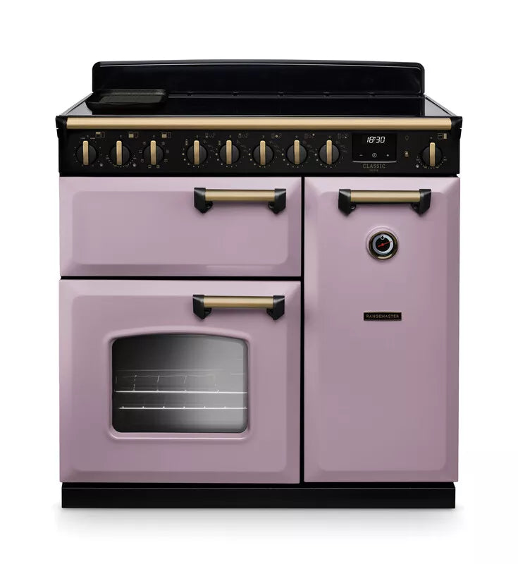 Rangemaster Classic Deluxe 90cm Induction Range Cooker - Heather & Brass | CLDL90EIPSTB/AB1