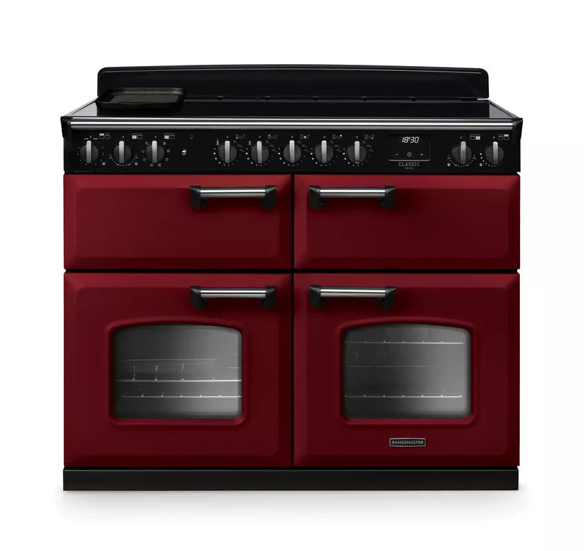 Rangemaster Classic Deluxe 110cm Induction Range Cooker (Slow Cook) - Bordeaux & Chrome | CLDLB110EIPBOR/CM1