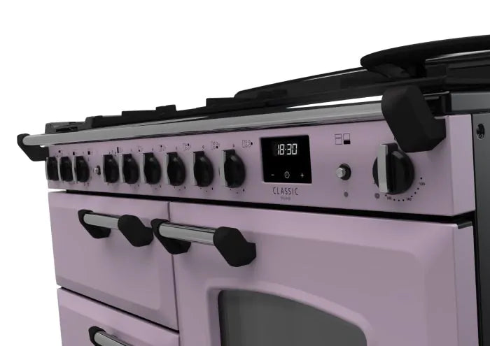 Rangemaster Classic Deluxe 110cm Dual Fuel Range Cooker - Heather & Chrome | CLDLO110DFPHTH/CM1