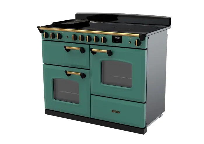 Rangemaster Classic Deluxe 110cm Induction Range Cooker - Mineral Green & Brass | CLDLO110EIPMGR/AB1