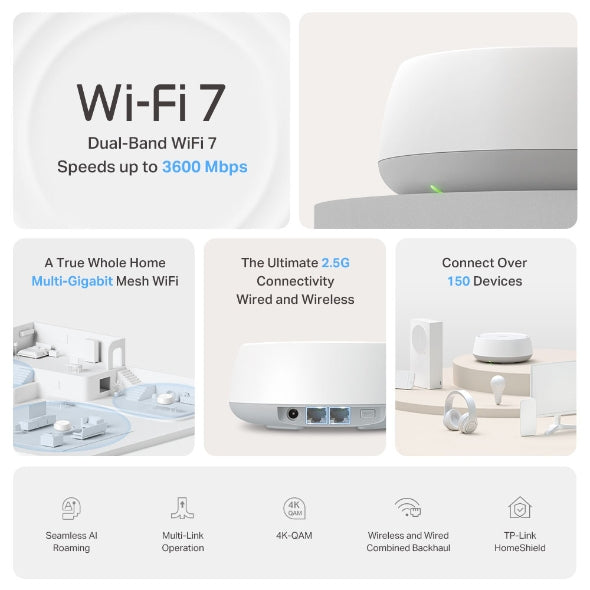 Deco BE3600 Whole Home Mesh WiFi 7 System - 3pk | DECOBE253PK