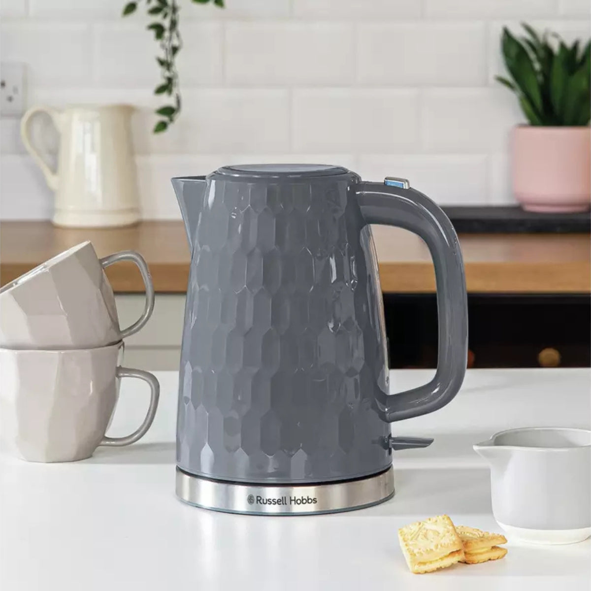 Russell Hobbs Honeycomb Electric 1.7L Cordless Kettle Grey | 26053