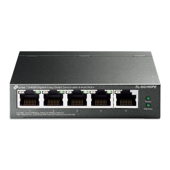 TP Link 5-Port Gigabit Easy Smart PoE Switch with 4-Port PoE+ | TL-SG105PE