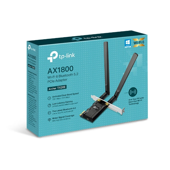 TP Link AX1800 Wi-Fi 6 Bluetooth 5.2 PCIe Adapter | ARCHERTX20E
