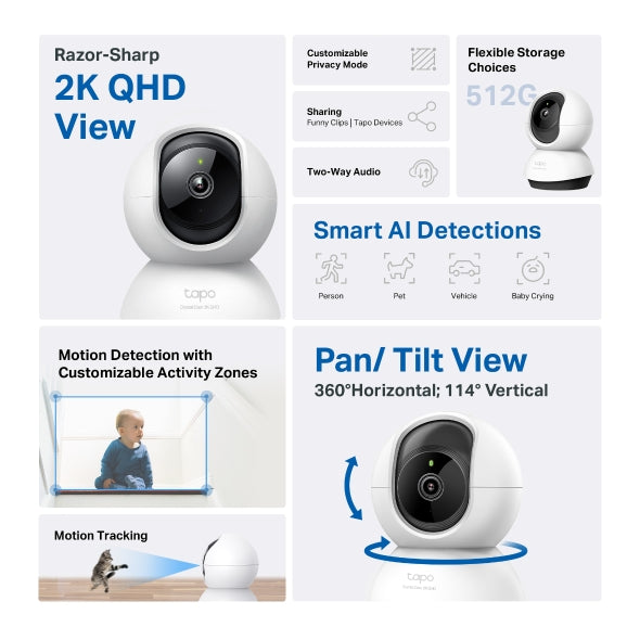 Tapo Pan/Tilt Home Security Wi-Fi Camera | TAPOC220