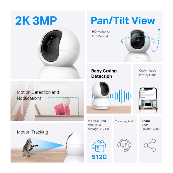 Tapo Pan/Tilt Home Security Wi-Fi Camera | TAPOC210
