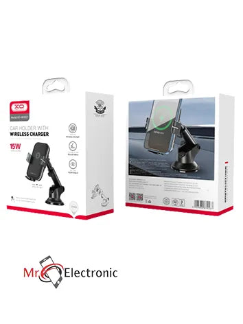 XO Car Holder With Inductive Charging 15W With Suction Cup - Black | EXSXO-WX027