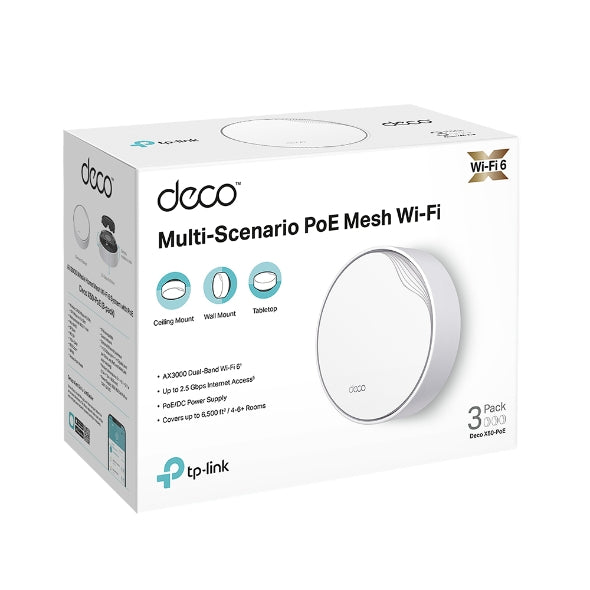 Deco AX3000 Whole Home Mesh WiFi 6 System with PoE - 3pk | DECOX50POE3PK