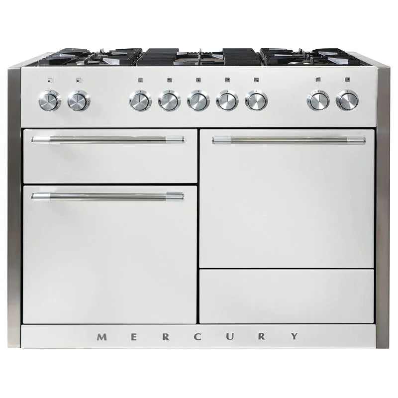 Mercury 1200mm Dual Fuel Range Cooker-Snowdrop & Chrome | MCY1200DFSD