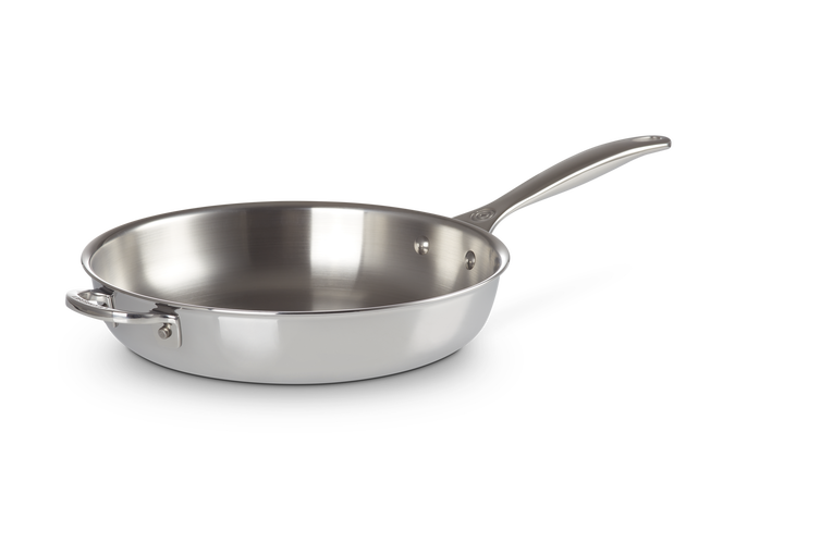 Le Creuset Signature 28cm Uncoated Frying Pan with Helper Handle - Stainless Steel | 96600228000100
