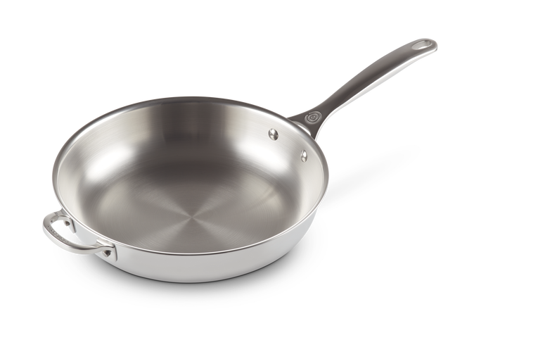 Le Creuset Signature 28cm Uncoated Frying Pan with Helper Handle - Stainless Steel | 96600228000100