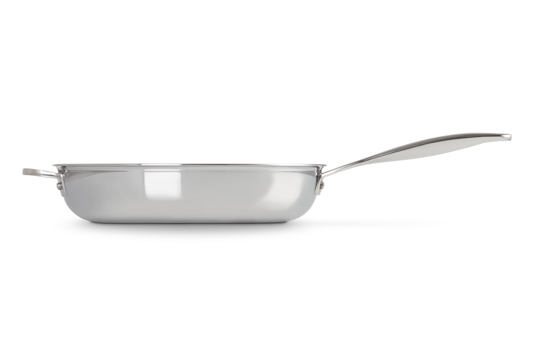 Le Creuset Signature 28cm Uncoated Frying Pan with Helper Handle - Stainless Steel | 96600228000100