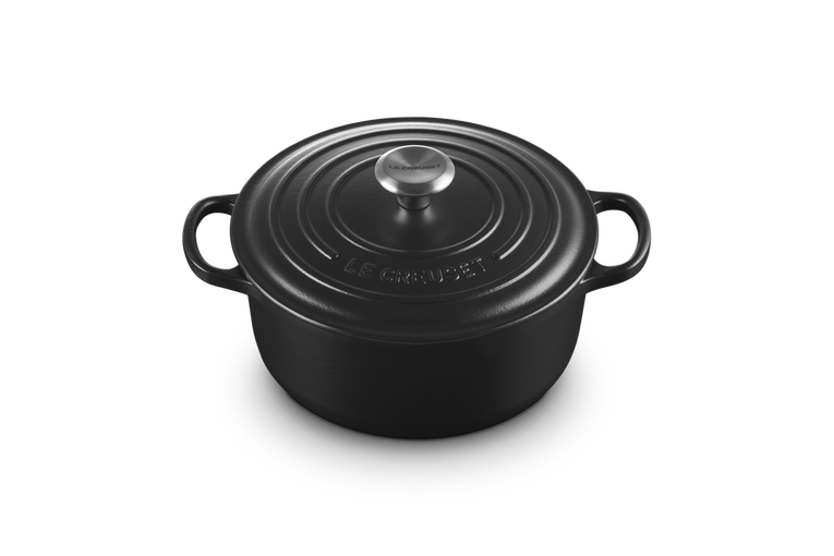 Le Creuset Signature 20cm Cast Iron Round Casserole - Satin Black | 21177200002430