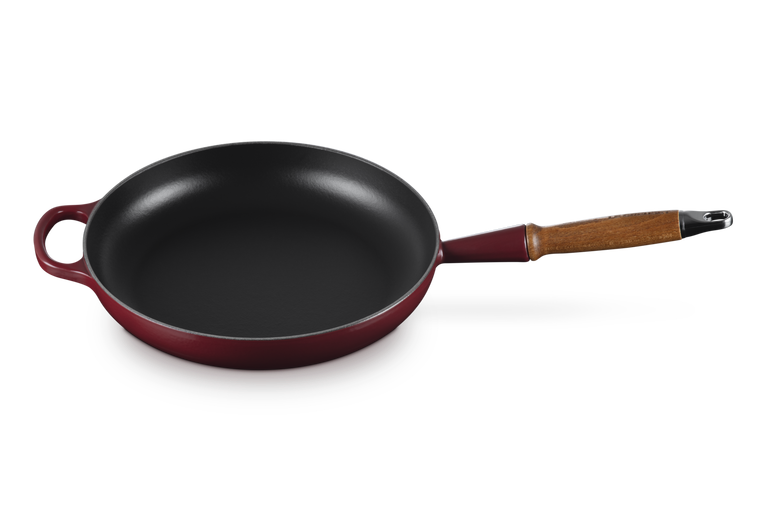 Le Creuset 28cm Cast Iron Frying Pan with Wooden Handle - Garnet | 20258289490422