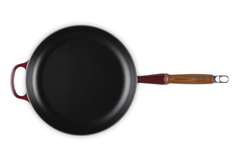 Le Creuset 28cm Cast Iron Frying Pan with Wooden Handle - Garnet | 20258289490422