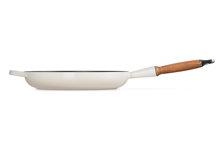 Le Creuset 28cm Cast Iron Frying Pan with Wooden Handle - Meringue | 20258287160422