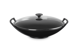 Le Creuset 36cm Cast Iron Wok & Glass Lid - Satin Black | 25304360000460