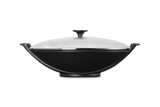 Le Creuset 36cm Cast Iron Wok & Glass Lid - Satin Black | 25304360000460