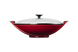 Le Creuset 36cm Cast Iron Wok & Glass Lid - Cerise | 25304360600460