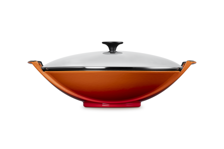Le Creuset 36cm Cast Iron Wok & Glass Lid - Volcanic | 25304360900460