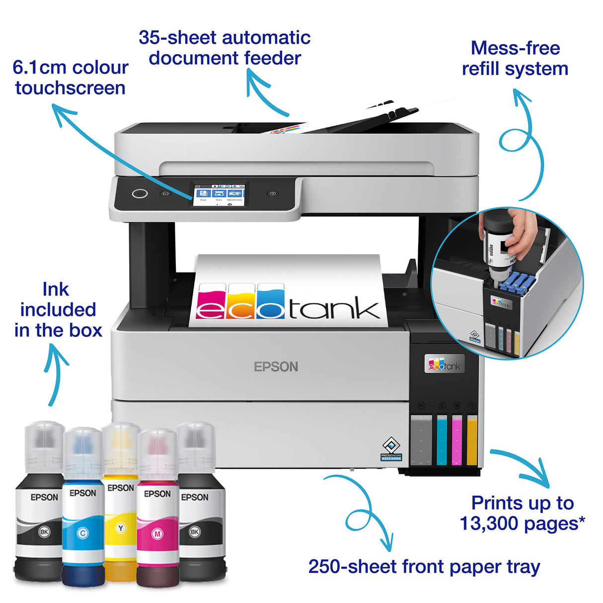 EcoTank ET-5150 A4 Multifunction Wi-Fi Ink Tank Printer - Black | C11CJ89401