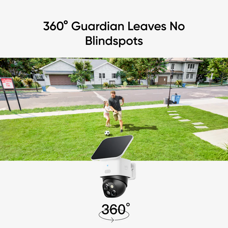 Eufy SoloCam S340 Wireless Outdoor Security Camera with Dual Lens & Solar Panels | T81703W1