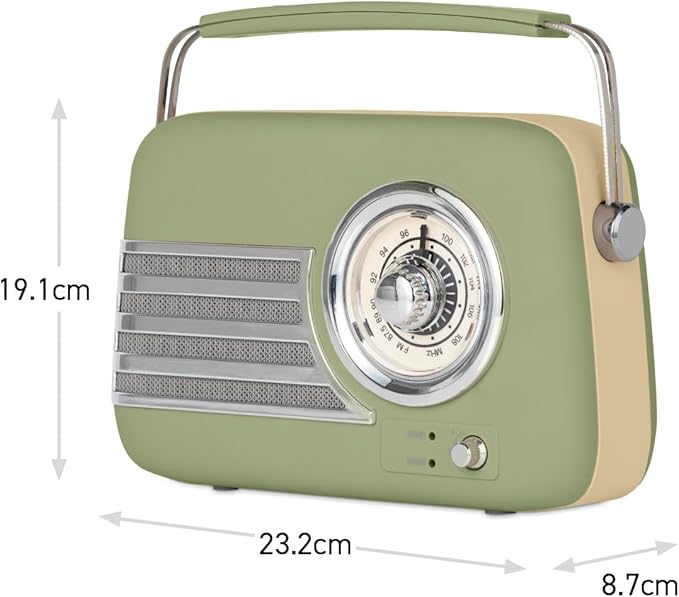iTek AM/FM Vintage Radio With Bluetooth Sage I60028SAG