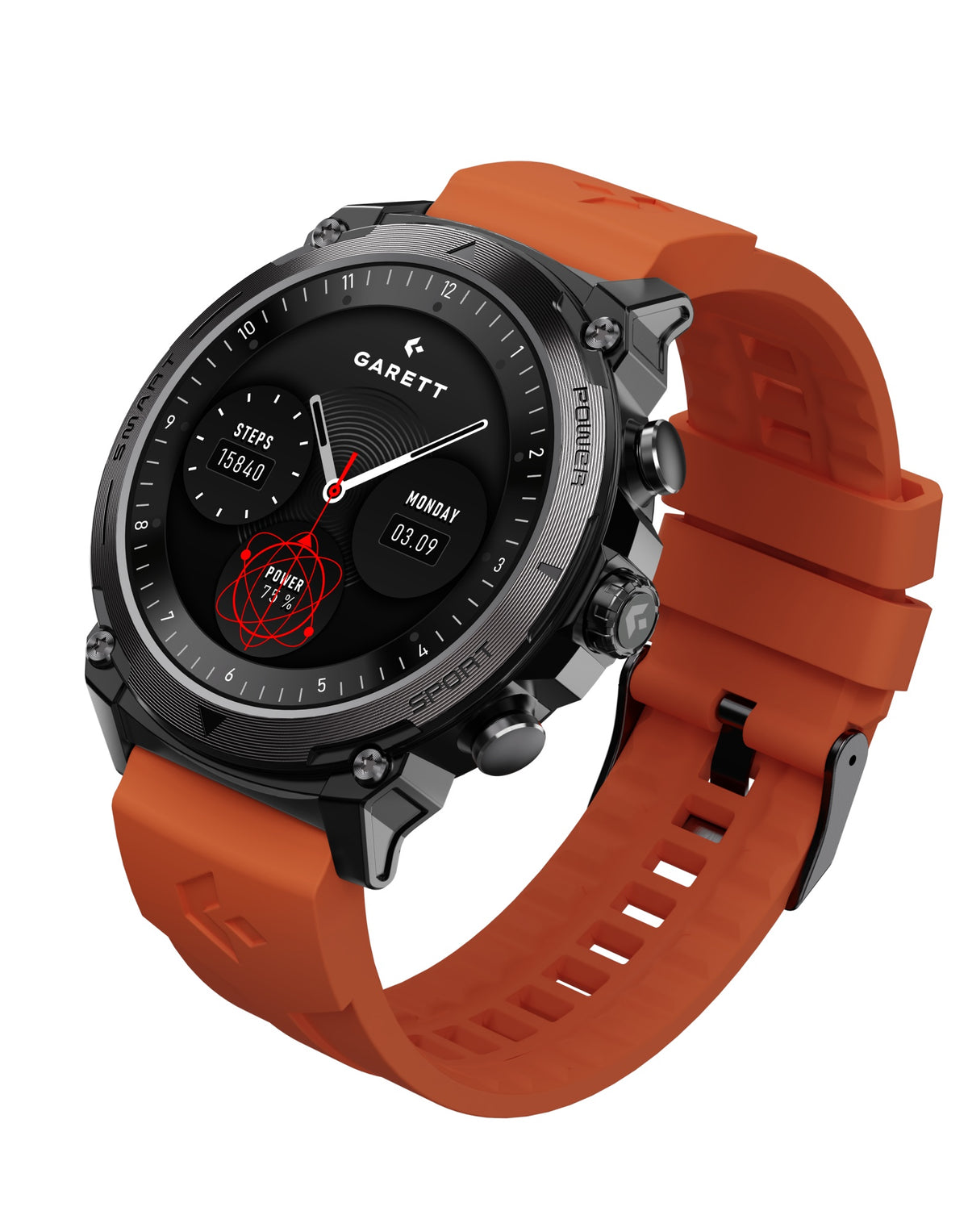 Garett Smartwatch Atom - Black Steel & Orange | ATOM BLACK STEEL