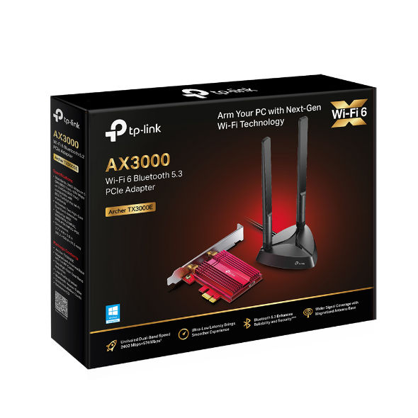 TP Link AX3000 Wi-Fi 6 Bluetooth 5.3 PCIe Adapter | ARCHERTX3000E