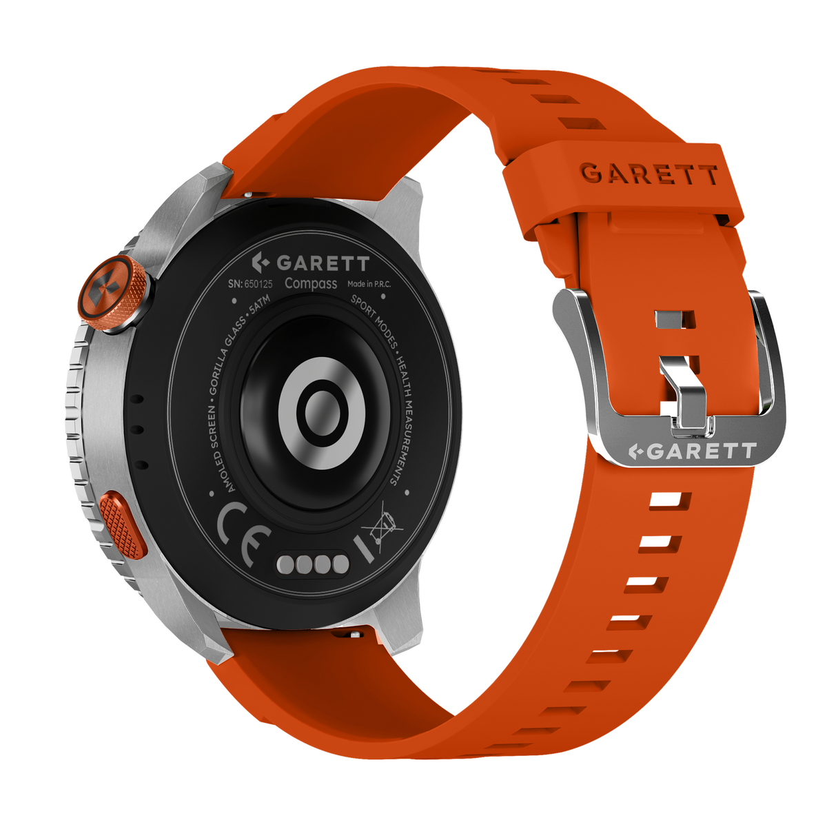 Garett Smartwatch Compass GPS - Orange & Silver | COMPASS GPS SILVER S