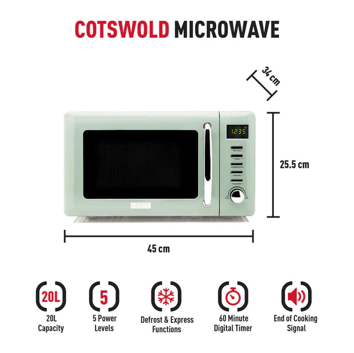 Haden 800W 20L Digital Microwave Sage Green 186683