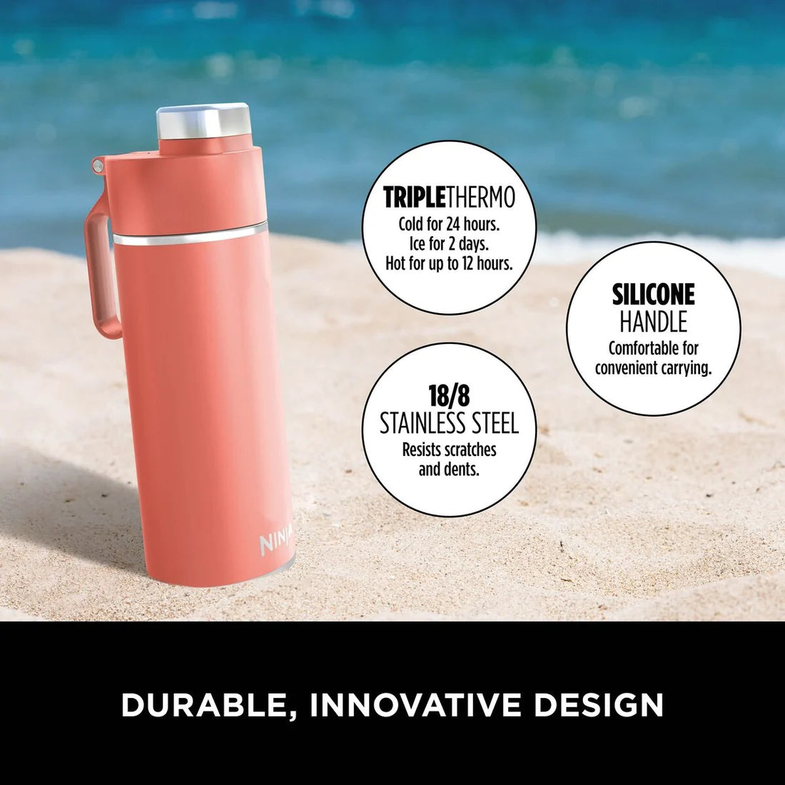 Ninja Thirsti 530 ml Travel Bottle – Coral | DW1801EUUKPE