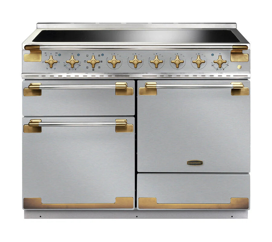 Rangemaster Elise Luxe 110cm Induction Range Cooker - Stainless Steel & Brass | ELS110EISS/AB