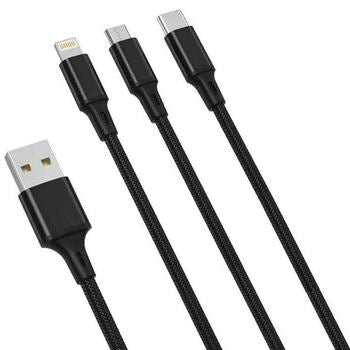 XO 3 In 1 Usb Cable 1.2m - Black | EXSXO-NB173B