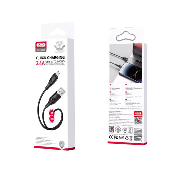 XO Micro 1M 2.4A Zeus Liq. Silic - Black | EXSXO-NB238C1MB