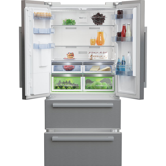 Beko American Style Fridge Freezer Brushed Steel GNE460520DVPX