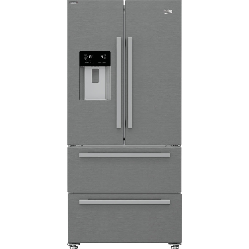 Beko American Style Fridge Freezer - Steel | Plumbed | GNE460520DVPX