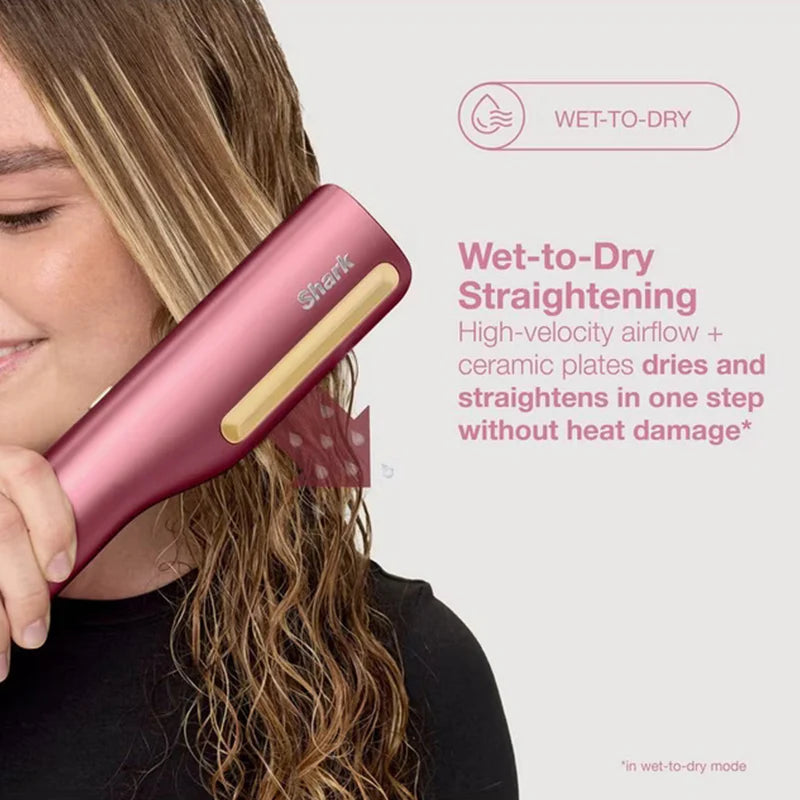 Shark SilkiPro Wet-To-Dry Ceramic Hair Straightener - Rose Petal | HT401UKPK