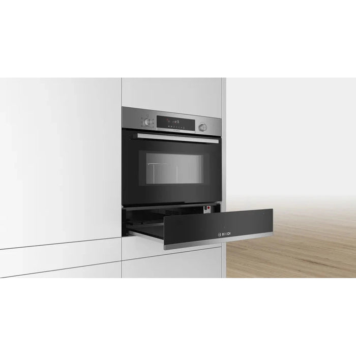 Bosch Series 6 14cm Warming Drawer Black with Steel Trim BIC510NS0B