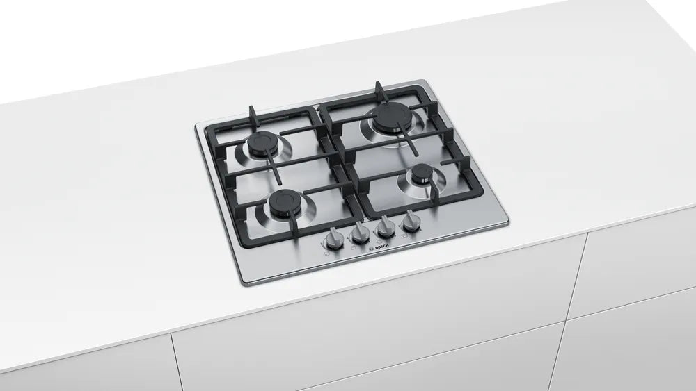 Bosch Series 4 60cm Gas Hob Brushed Steel PGP6B5B90