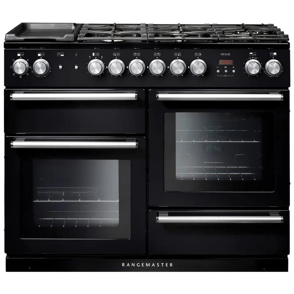 Rangemaster Nexus Dual Fuel 110 Range Cooker - Black & Chrome | NEX110DFFBL/C